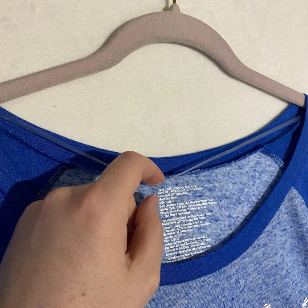 NBA Dallas Mavericks Womens XL Long Sleeve Raglan T-Shirt Blue Heather - Picture 8 of 9